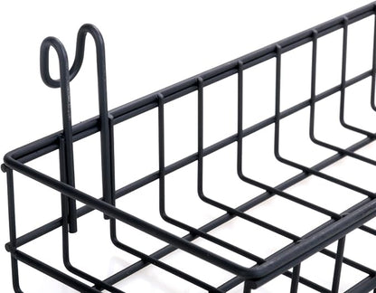 Kaforise Hanging Basket for Wire Wall Grid Panel, Multi-Function Wall Storage and Display Basket, Medium Size, Black Painted