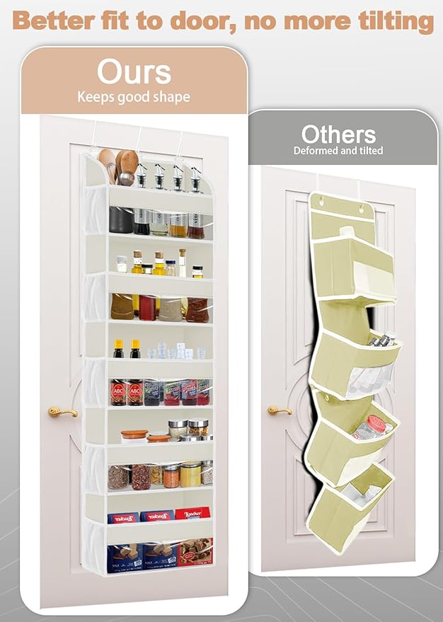 TAHAVICE 1 Pack Over The Door Storage Organizer with 5 Pockets 10 Mesh Pockets, 44 lbs Weight Capacity Door Hanging Organizer