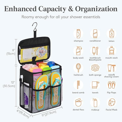 Lifewit Shower Caddy Portable, Toiletry Bag with Handle and 3 Mesh Pockets, Quick Dry Hanging Organizer for Bathroom, Gym, Tr