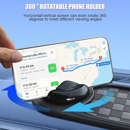 Multifunctional Car Anti-Slip Pad, 3 in 1 Rotatable Non-Slip Vehicle Dashboard Mat with Phone Holder & Temporary Parking Numb