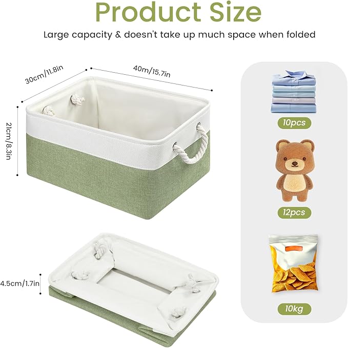 Large Storage Baskets- 15.7x11.8x8.26 inch Storage Bins for Shelves and Closet Organizing, Foldable Fabric Bin for Home Organ
