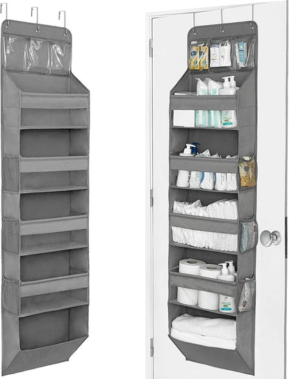 Over The Door Organizer Hanging with 5 Large & 6 Side Pockets 5 Tier Behind Door Storage 50 lbs for Closet, Nursery, Bathroom