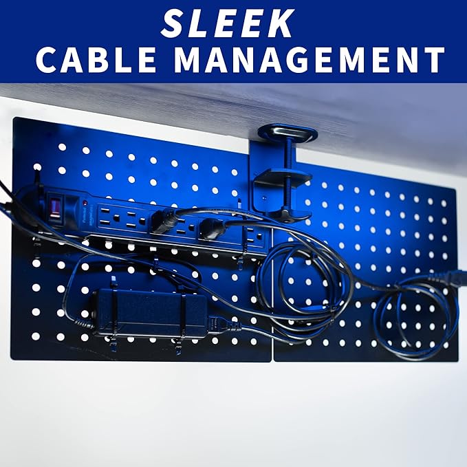 VIVO Steel Clamp-on Desk Pegboard, 12 x 20 inch Privacy Panel, Magnetic Peg Board, Office Accessory Organizer, Above or Under