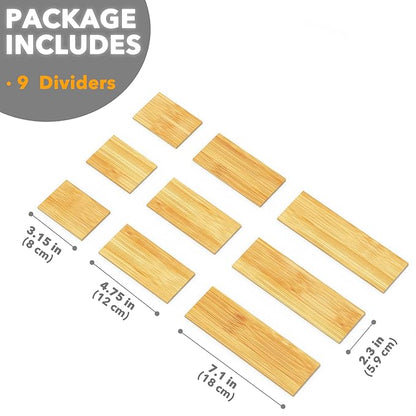 SpaceAid Bamboo Drawer Dividers with Inserts and Labels, 4 Dividers with 9 Inserts (17-22 in), Bag Storage Organizer (4 Pack)