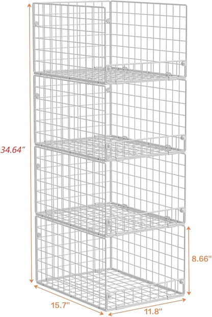 Yociyoga Stackable Closet Organizers and Storage - 4-Tier Stackable Storage Bins, Foldable Closet Shelf Organizer Basket, Clo