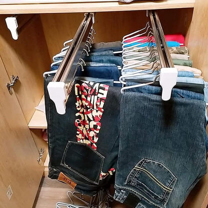 Pull Out Clothes Rail Extendable Pull Out Closet Rod - Pull Out Clothes Rail 30-80Cm, Steel Extendable Closet Rod For Pants C