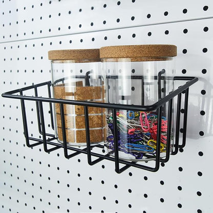 G.CORE Pegboard Bins Baskets Organizer with Peg Board Hooks Cups - 16 Pack Peg Accessories Fit 1/8" & 1/4" Pegs - Black Holde