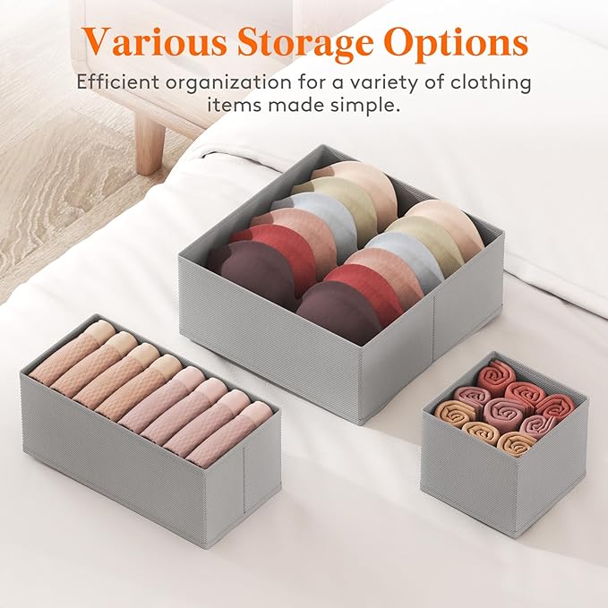 Lifewit Drawer Organizer Clothes for Closet 16 Pack, 3 Sizes Underwear Wardrobe Drawer Dividers, Fabric Foldable Dresser Stor