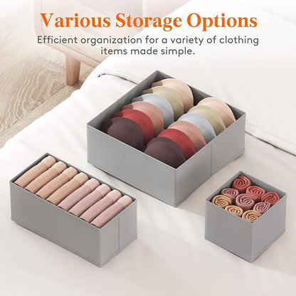 Lifewit Drawer Organizer Clothes for Closet 16 Pack, 3 Sizes Underwear Wardrobe Drawer Dividers, Fabric Foldable Dresser Stor