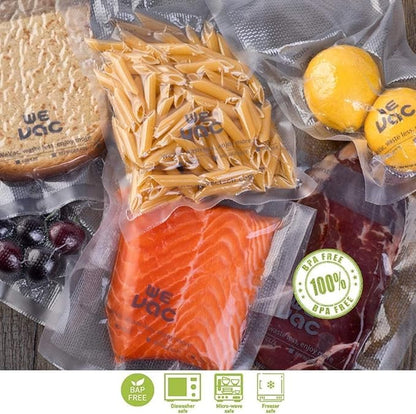 Wevac Vacuum Sealer Bags 100 Quart 8x12 Inch for Food Saver, Seal a Meal, Weston. Commercial Grade, BPA Free, Heavy Duty, Gre