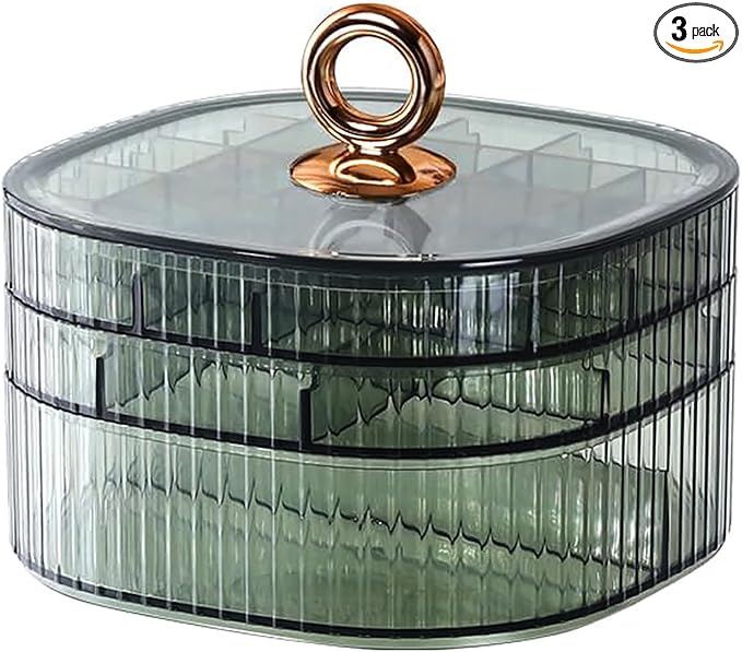 HALAFE Jewelry Box, 3-Layer Acrylic Jewelry Organizer with Handle, Clear Jewelry Boxes for Women Girls, Make up Organizer, Je