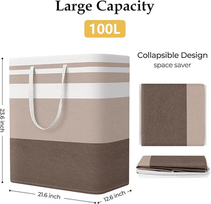 StorageRight Large Collapsible Laundry Basket Hamper with Easy Carry Handles，Freestanding Clothes Hampers for Laundry, Bedroo