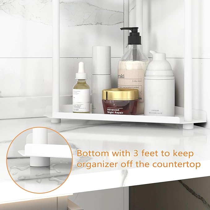 Jesginboo 2 Tier Bathroom Counter Organizer, Vanity Organizer Corner Shelf, Skincare, Makeup Countertop Organizers, Kitchen, 