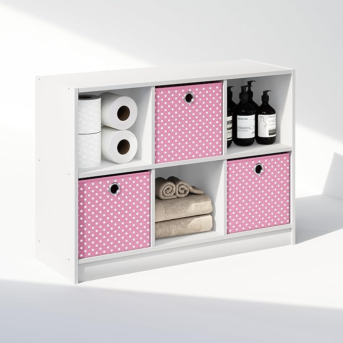 Furinno Cubic Closet Organizers and Storage, 6-Cube Closet Organizer with Bins, Open Shelf Storage, for Wardrobe, Bedroom, Li