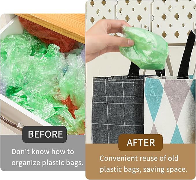 Plastic Bag Holder Sulimy Dispensers Folding Garbage Bags 3pcs Hanging Storage Bag Cotton Linen Fabric Trash bags Holder Organizer Recycling Grocery Pocket Containers with 3 Hooks (Multicolor 2)