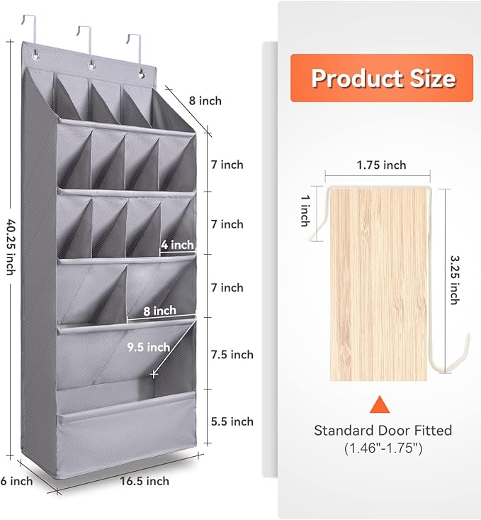 FENTEC 1 Pack Over-the-Door-Shoe-Organizers,Hanging Organizers with Large Pocket Shoe Holder Hanging Shoe Rack for Closet Sho