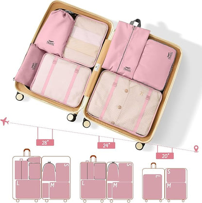 Packing Cubes for Travel - 8 Set Luggage Organizer Bags for Family, Mesh Breathable Packing Cubes for Suitcases Durable Travel Essentials Bags Set