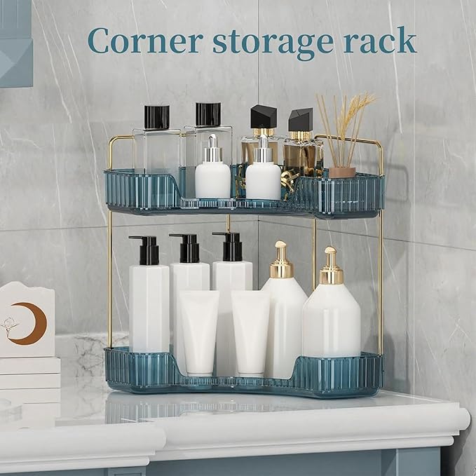 INVSSENE Corner Bathroom Countertop Organizer, Vanity Organizer Trays for Counter, Makeup Organizers, Perfume Tray, Skincare 