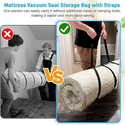 Mattress Vacuum Bag Twin/Twin XL Space Saver Mattress Vacuum Seal Bag with Straps for Moving Double Zip Seal Reusable Mattres