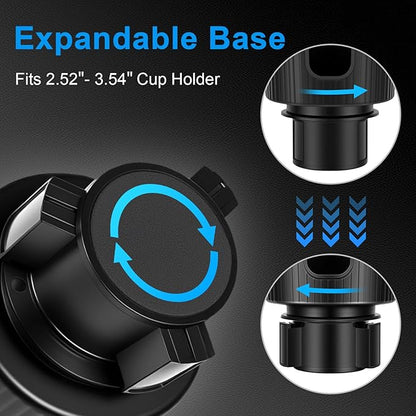 Car Cup Holder Tray, Car Food Tray for Eating with Phone Holder, Large Car Cup Holder Expander with Adjustable Base, Fit in 2