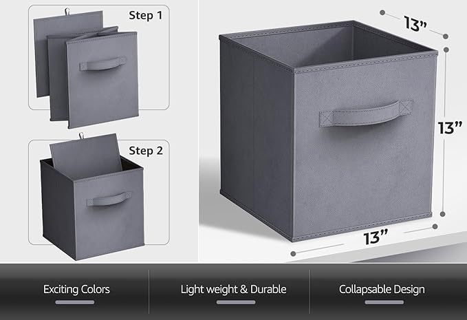 Sorbus Fabric Storage Cubes - 6 Foldable Storage Bins for Organizing Pantry, Cubbies, Toy Box - Clothes Storage & Closet Orga