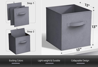 Sorbus Fabric Storage Cubes - 6 Foldable Storage Bins for Organizing Pantry, Cubbies, Toy Box - Clothes Storage & Closet Orga