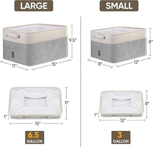 BALEINE 2 Pack Fabric Closet Storage Bins for Shelves, Linen Closet Organizers and Storage, Decorative Baskets for Organizing