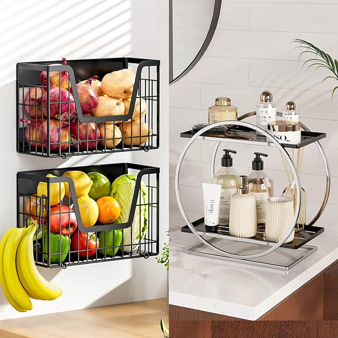 Perfume Organizer for Dresser and 2 Set Magnetic Shelf for Fridge