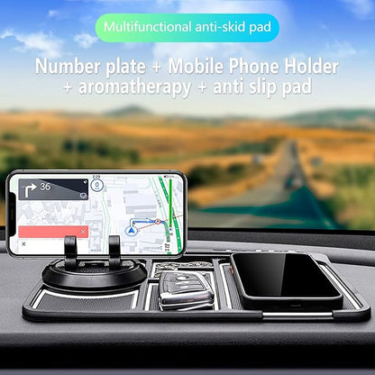 Non-Slip Phone Pad for 4-in-1 Car, 2023 New Cool Glow in The Dark Car Dashboard Phone Mat with Temporary Car Parking Card Num