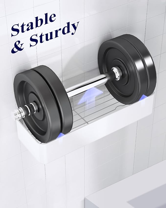 Kitsure Shower Caddy - 2 Pack Adhesive Shower Organizer, Rustproof Metal Shelves, No-Drill Bathroom Organizers and Storage, W