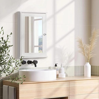 VINGLI Bathroom Wall Cabinet Wall Mount Mirrored Medicine Cabinet with Mirror Storage Organizer with Single Mirror Door and 2