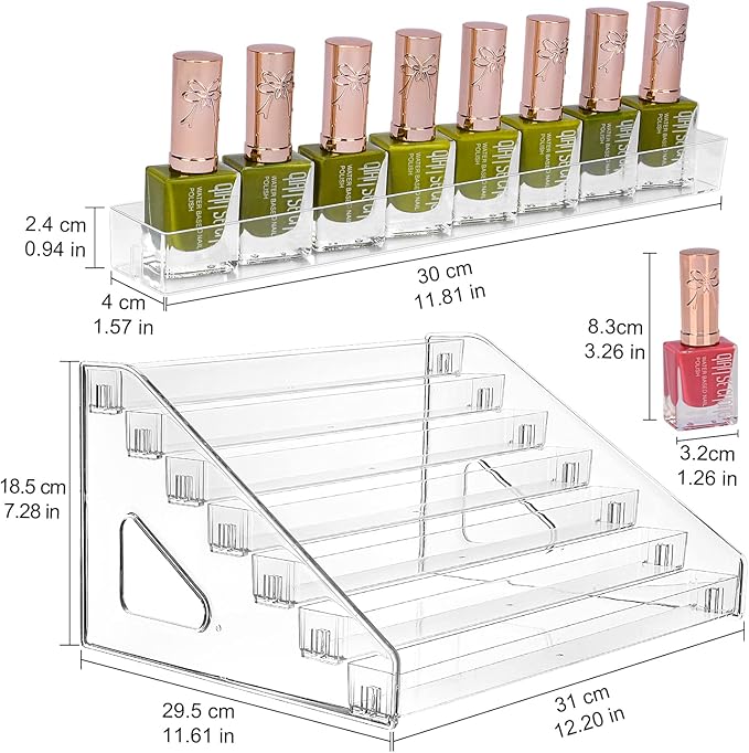 JessLab Nail Polish Organizer, 7-Tier Clear Acrylic Sunglass and Essential Oil Holder, Makeup Organizer for Bathroom Vanity C