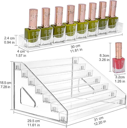 JessLab Nail Polish Organizer, 7-Tier Clear Acrylic Sunglass and Essential Oil Holder, Makeup Organizer for Bathroom Vanity C