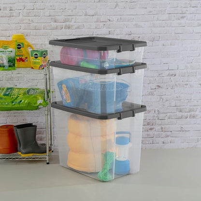 Sterilite 16-Pack Modular Stacker Box, Durable Clear Plastic Storage Bins with Latching Lids, 108 Quart - Stackable Organizin