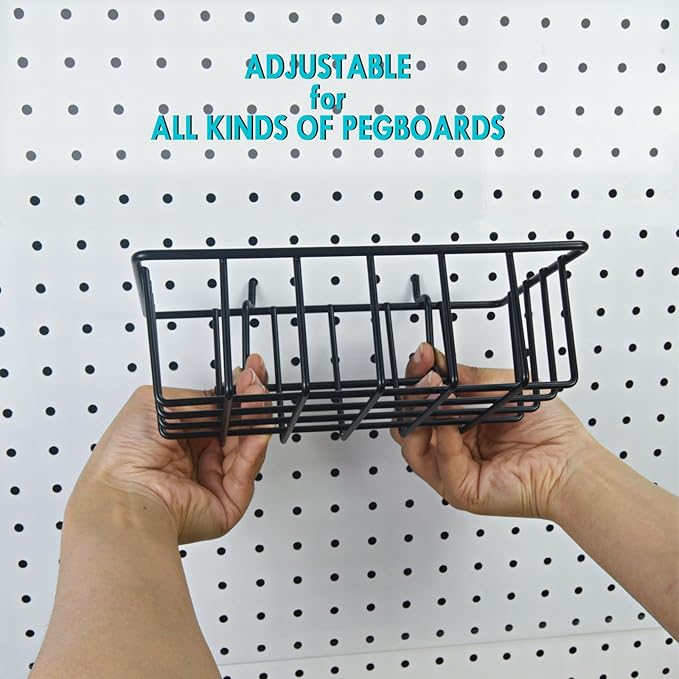 G.CORE Pegboard Bins Baskets Organizer with Peg Board Hooks Cups - 16 Pack Peg Accessories Fit 1/8" & 1/4" Pegs - Black Holde