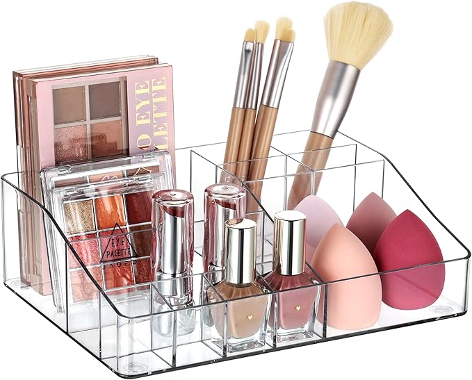 Vtopmart 1 Tier Clear Makeup Organizer with Drawer, Cosmetic Storage for Dresser Countertop and Bathroom Vanity, Beauty Holde