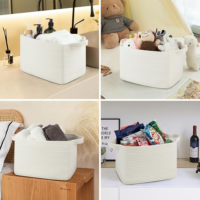 OIASKET Storage Baskets for Organizing, Woven Baskets for Shelves, Rectangle Decorative Organizer for Storage Clothes, Toy, B