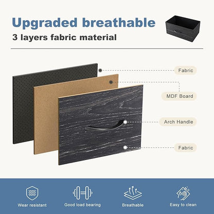 DUMOS 9 Drawer Dresser for Bedroom, Fabric Storage Organizer with Sturdy Metal Frame, Wooden Top Chest of Drawers for Closet 