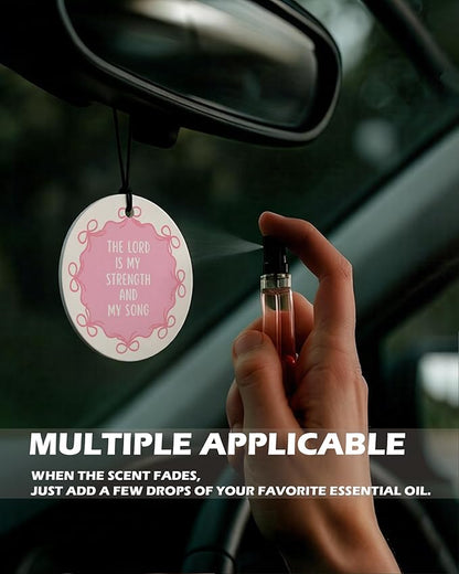 Pink Christian Round Citrus Car Air Freshener 4 Pcs, Pink Coquette Bow Tulip Floral Hanging Air Freshener for Cars Bathroom D