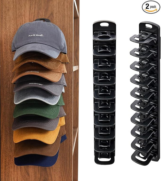 MACOPRO Hat Organizer for Baseball Caps for wall,2 Pack Cap Racks, Rack Hanger Storage Display Holder Hooks Stand for Closet 