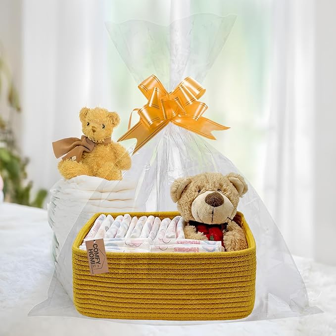 COMFY-HOMI 11.5"x7.5"x4.7" Storage Baskets for Organizing | Cotton Rope Woven Basket | Toy Storage Bin Box | Basket for Shelv