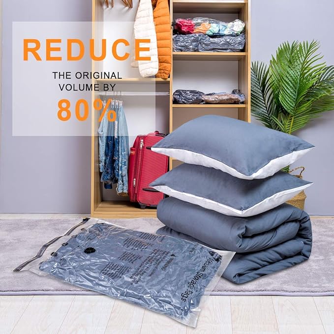 GONGSHI Vacuum Storage Bags, Space Saver Seal Bags For Clothing, Blankets, Comforters, Pillows, Clothes Storage,Travel Luggag