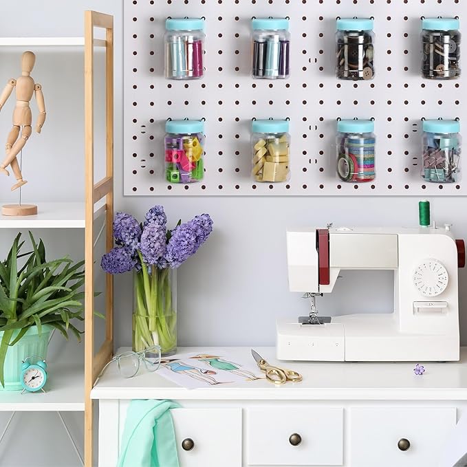 Unittype 20 Set Pegboard Organizer Accessories Peg Boards Jars with Lids Plastic Pegboards Bins Storage Containers Clear Peg 