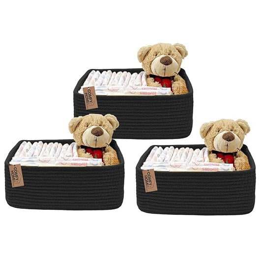 COMFY-HOMI 11.5"x7.5"x4.7" Storage Baskets for Organizing | Cotton Rope Woven Basket | Toy Storage Bin Box | Basket for Shelv