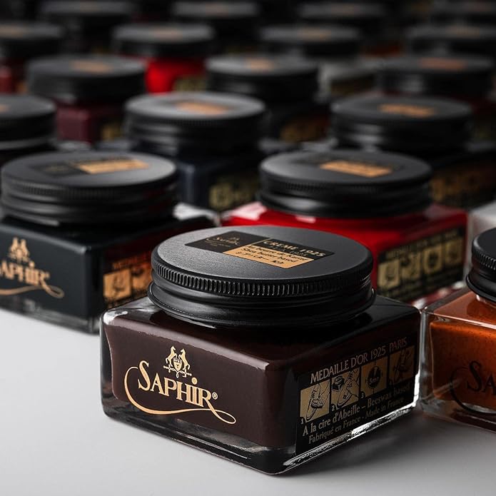 Saphir Medaille d'Or Pommadier Cream 75ml – Natural Cream Leather Shoe Polish, Leather Conditioner for Boots, Handbags