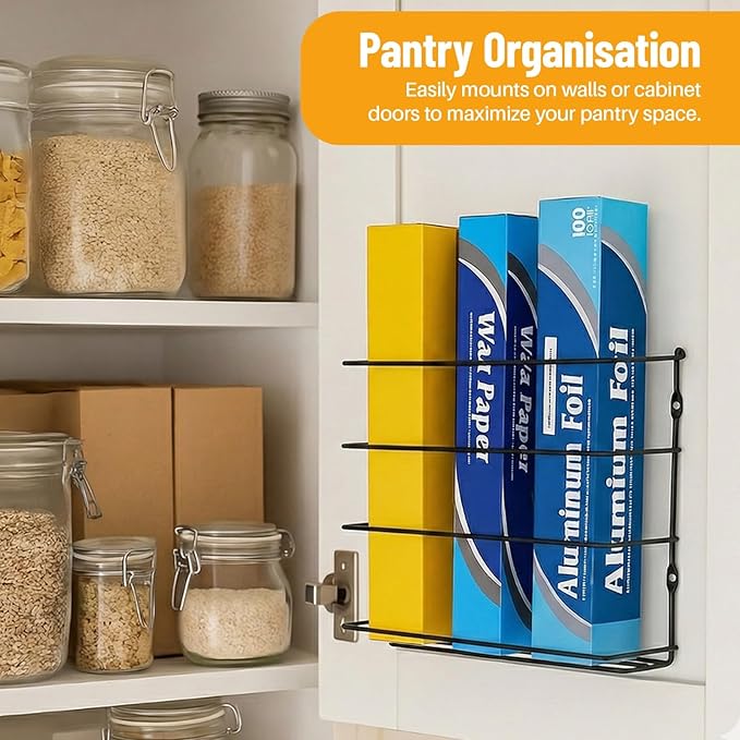 Evelots Kitchen Wrap Organizer - 2 Pack - Hold up to 4 Plastic, Foil, Paper, Wax - Cabinet Door, Wall Rack Basket - Sandwich,