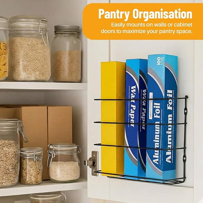 Evelots Kitchen Wrap Organizer - 2 Pack - Hold up to 4 Plastic, Foil, Paper, Wax - Cabinet Door, Wall Rack Basket - Sandwich,