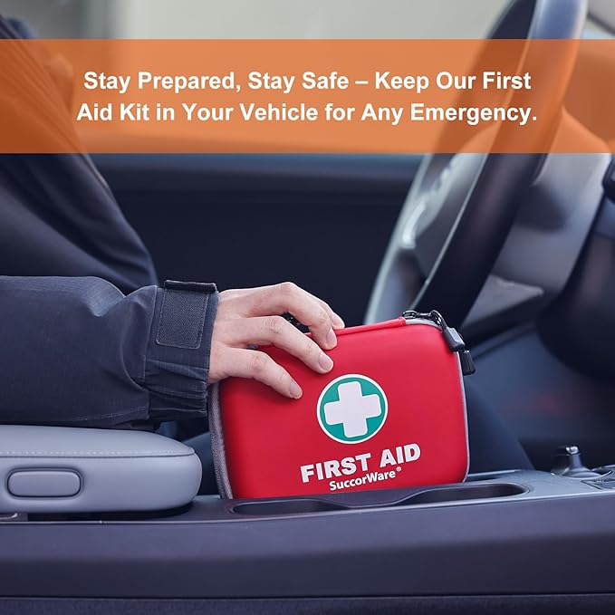 150 Pieces Mini First Aid Kit - Small Medical Kit with Hard Shell - Emergency First Aid Kit for Car, Travel, Home, Outdoor, O