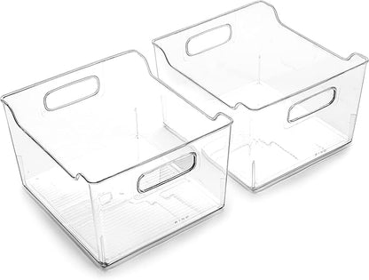 BINO | The Lodge Collection | Plastic Storage Bins - 2 Pack | Multi-Use Organizer With Built-In Handles | BPA-Free | for Pant