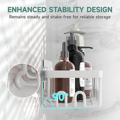 Veken Shower Caddy 3-Pack, Advanced Rustproof Design, No Drilling Adhesive Shelves, Rack with Soap Holder, Large Capacity Bat